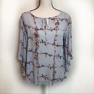 Lauren Conrad light blue floral top S